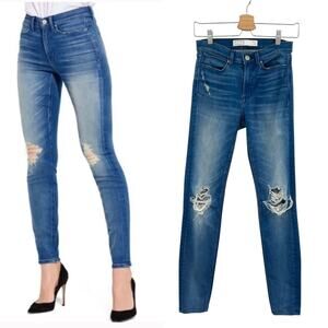 Ayr Skinny Jeans Distressed Denim Stretch‎ Medium Wash Blue Size 25 x 30